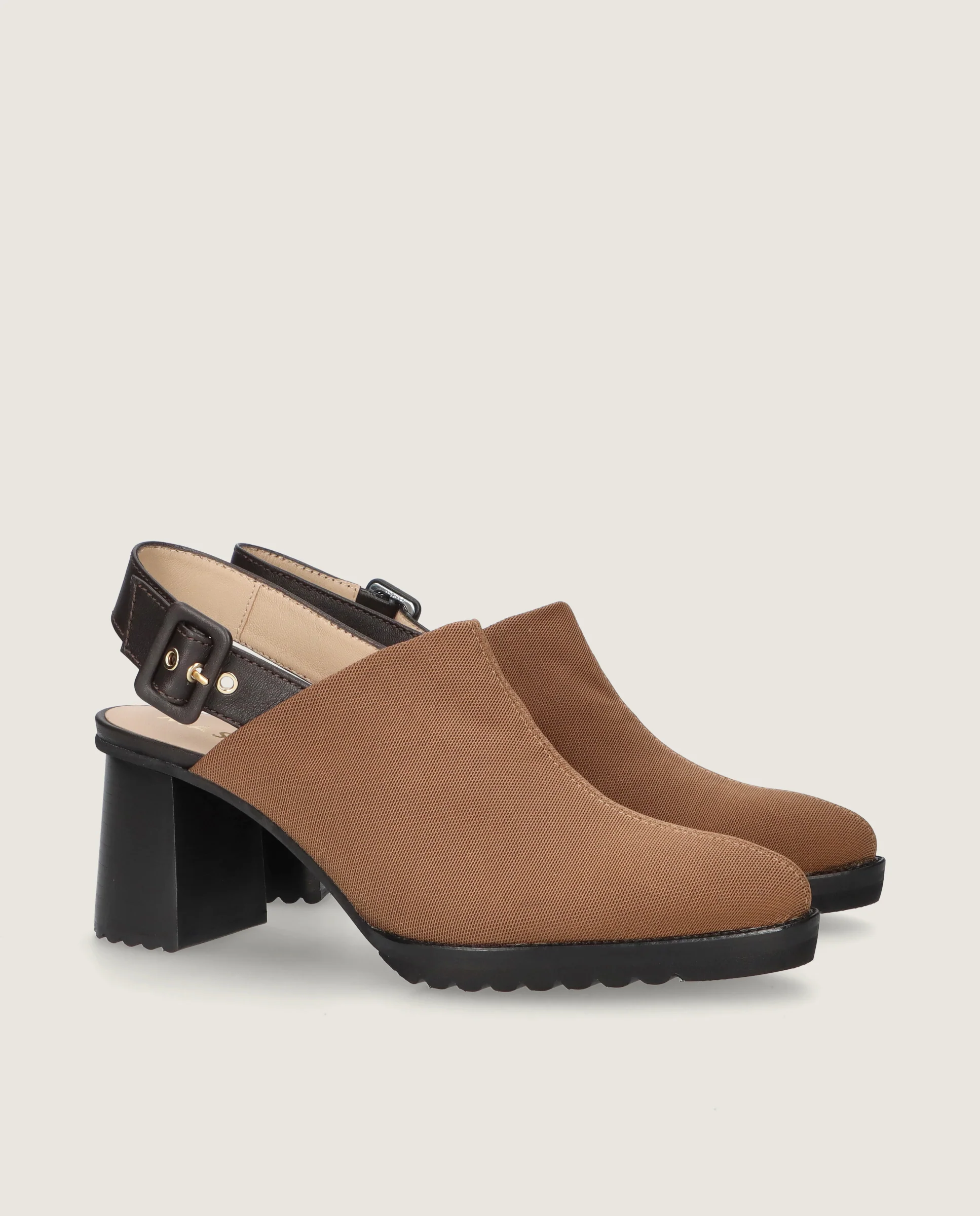 Mules Julie Marrones Tejidos