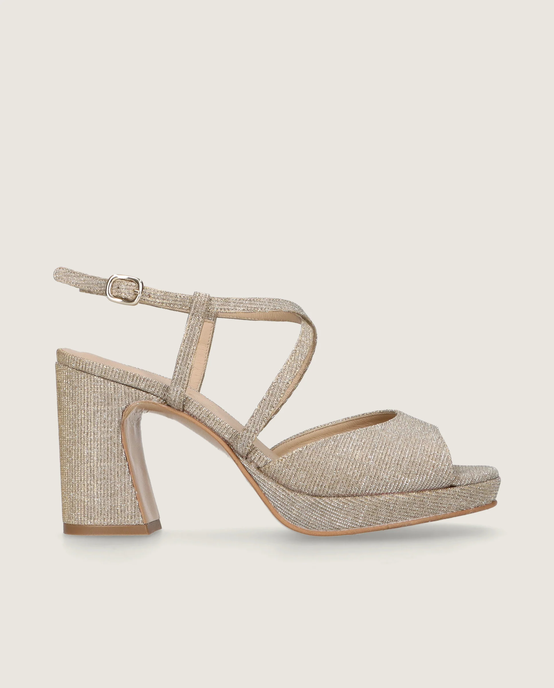 Sandalias Mary Plateados Tejidos metalizados - Image 3