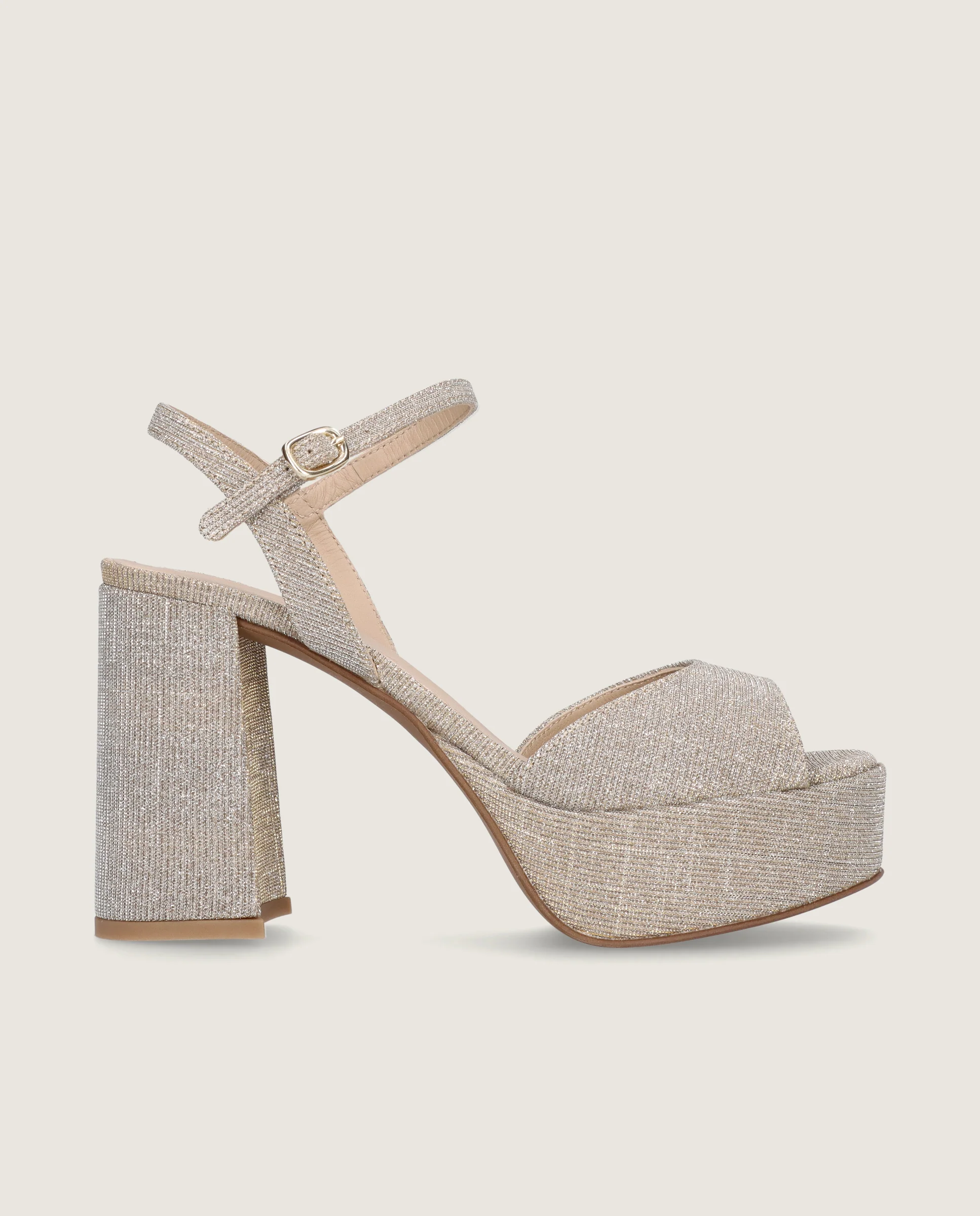 Sandalias Ruth Plateados Tejidos metalizados - Image 3