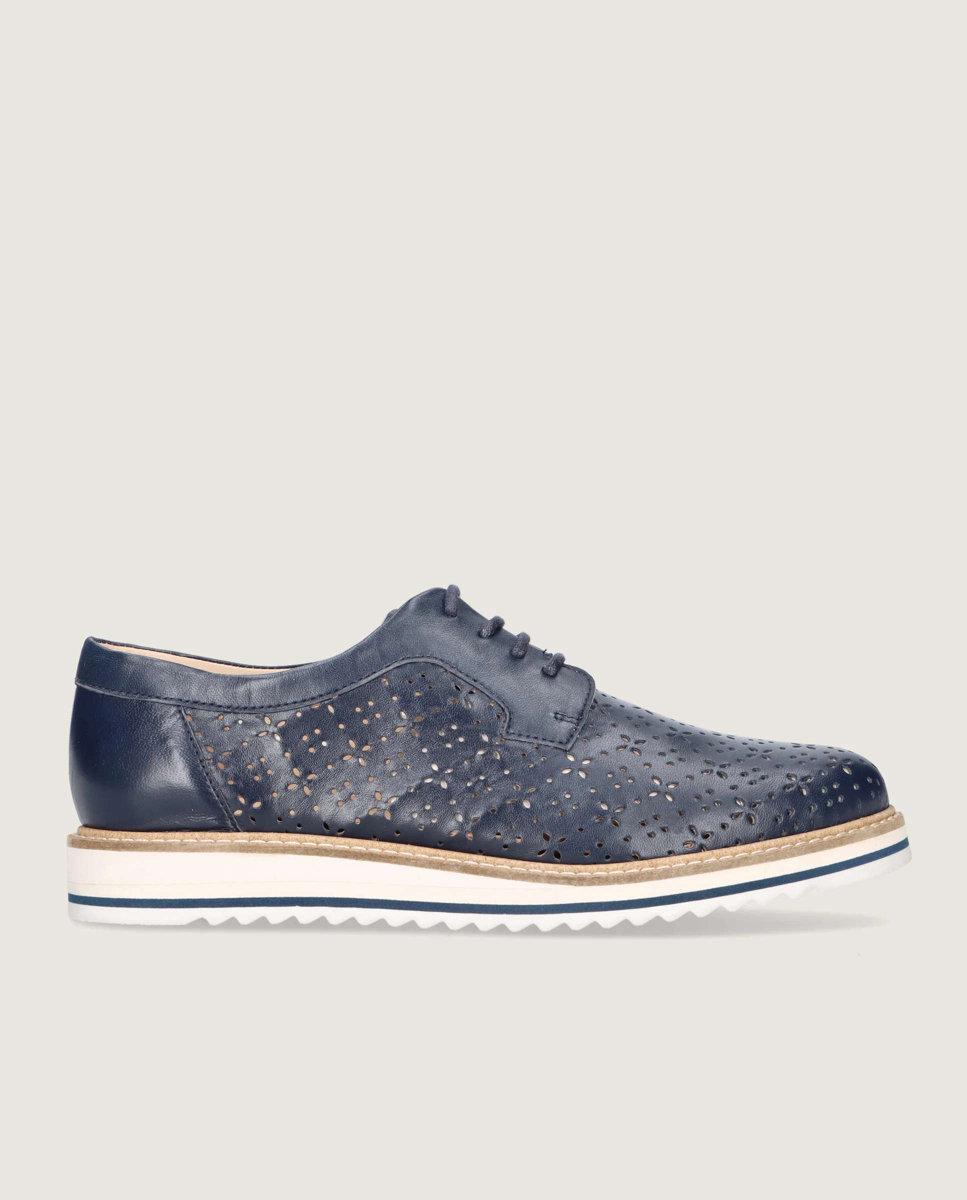 Zapatos Acordonados Donna Azules Piel - Image 3