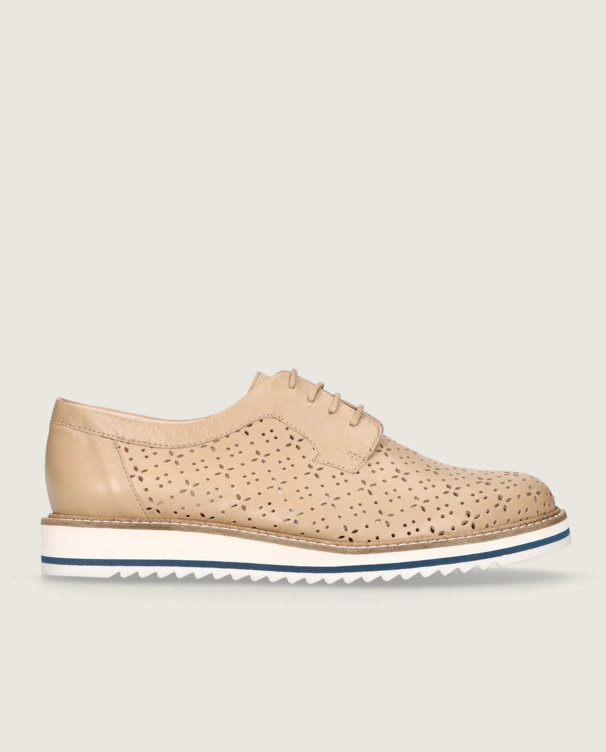 Zapatos Acordonados Donna Marrones Piel - Image 3